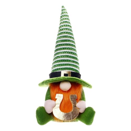 Whnbuij St. Patricks Day Gnomes - irischer Kobold gesichtsloser | Grüne Kobold gesichtsloser -Schamrock -Schalendekor, Shamrock Ornament Schwedische Tomte -Sammlerfiguren für St.Patrick's Day von Whnbuij