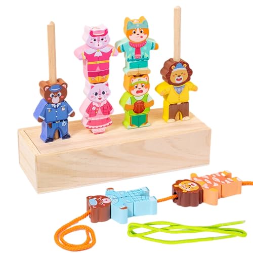 Whnbuij Tier-Stapelspielzeug,Holz-Stapelspielzeug,Lernspielzeug aus Holzblöcken zum Sortieren und Stapeln | Tragbares Kleinkind-Puzzlespielzeug, Vorschul-Montessori-Lernspielzeug von Whnbuij