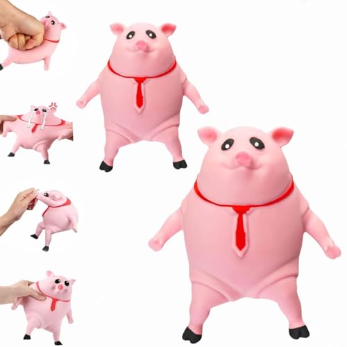 Anti Stress Schwein Rosa, Stress Schwein Stress Spielzeug, Schweine Antistress Spielzeug, Kreatives Dekompressions Piggy, Squishy Squeeze Toys Fidget Toys für Kinder Erwachsener (Klein+ Große) von Whnnssw