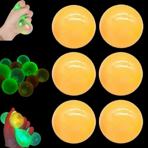 Im Dunkeln Leuchtende Klebebälle, Stressball Klebriger Zielball, Sticky Glow Stressball Fidget Toys Wall Ball, Sensorische Spielzeuge zum Stressabbau Leuchtball Deckenbälle für Schlafzimmer (B-6PCS) von Whnnssw