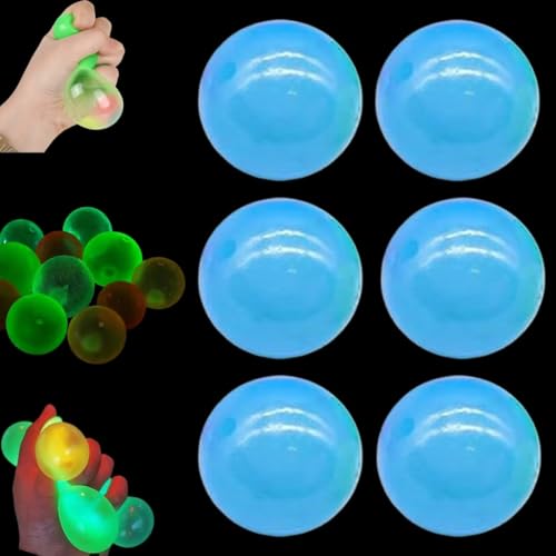 Im Dunkeln Leuchtende Klebebälle, Stressball Klebriger Zielball, Sticky Glow Stressball Fidget Toys Wall Ball, Sensorische Spielzeuge zum Stressabbau Leuchtball Deckenbälle für Schlafzimmer (C-6PCS) von Whnnssw