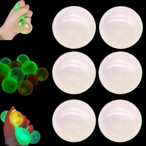 Im Dunkeln Leuchtende Klebebälle, Stressball Klebriger Zielball, Sticky Glow Stressball Fidget Toys Wall Ball, Sensorische Spielzeuge zum Stressabbau Leuchtball Deckenbälle für Schlafzimmer (F-6PCS) von Whnnssw