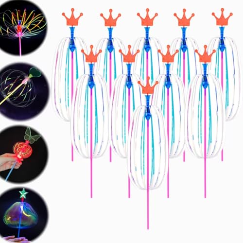 Regenbogen-Twirler, Magischer Regenbogen-Spinner, Regenbogen-Twirler-Stab, Regenbogen-Band-Spinner-Spielzeug, Regenbogen-Spinner-Trommel für Party-Festivals und lustige, Attraktive Nächte (10 Stück) von Whnnssw