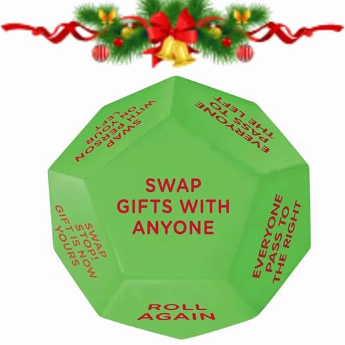 Santa Swap Gift Exchange Dice, Christmas Dice Gift Exchange Game, Party Gift Exchange Dice Game, 12 Different Sides - 3*3*3in Christmas Dice Game, Christmas Group Gift Exchange Party Game (1PC) von Whnnssw