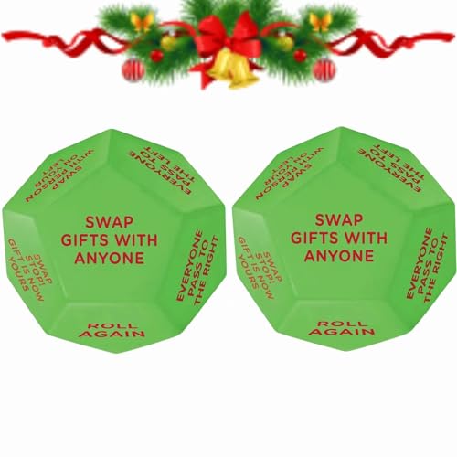 Santa Swap Gift Exchange Dice, Christmas Dice Gift Exchange Game, Party Gift Exchange Dice Game, 12 Different Sides - 3*3*3in Christmas Dice Game, Christmas Group Gift Exchange Party Game (2PCS) von Whnnssw