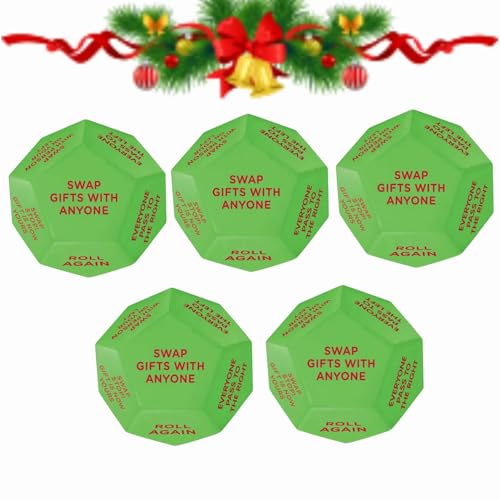 Santa Swap Gift Exchange Dice, Christmas Dice Gift Exchange Game, Party Gift Exchange Dice Game, 12 Different Sides - 3*3*3in Christmas Dice Game, Christmas Group Gift Exchange Party Game (5PCS) von Whnnssw