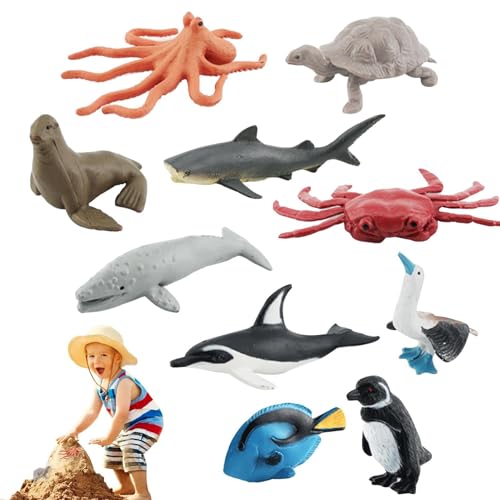 Meerestierfiguren - Meerestiere für | Große Tiefseetiere - Ozean-Unterwasserlebewesen Realistische Gummi-Marine-Spielzeugfiguren Lernspielzeug für Kleinkinder, Kinder von Whpsiting