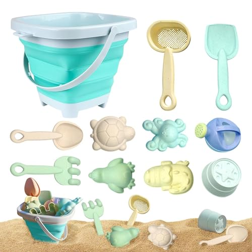 Whpsiting Sandeimer-Spielzeugset, Strandsandspielset,Strand-Sand-Eimer-Set | Mit faltbarem Eimer und Tierform-Sommer-Strandspielzeug, Strand-Sand-Eimer-Set von Whpsiting