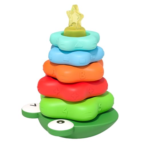 Whpsiting Spinnings Stacking Toys, Rainbow Tower Stapelringe Baby Spielzeug, Stapelturm Für Frühpädagogisches Lernen, Montessoris Regenbogen Stapelspielzeug Mit Handrassel Für Kinder von Whpsiting