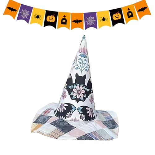 Hexenhut für Erwachsene, Halloween, handgefertigt, gesteppt, Cosplay-Hut, Party-Kopfbedeckung, Cosplay-Zubehör für Maskerade, Geburtstag, Trick-or-Treat, Fotografie, Festival, Performance-Events Hexenhut für Erwachsene, Halloween, handgefertigt, gesteppt, Cosplay-Hut, Party-Kopfbedeckung, Cosplay-Zubehör für Maskerade, Geburtstag, Trick-or-Treat, Fotografie, Festival, Performance-Events von Whrcy