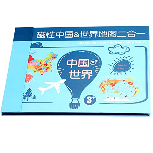 Whrcy 2 Pcs Weltkarten-Puzzle für Kinder, Weltkarten-Puzzle | Lern-Puzzle-Geografie-Spiel | Magnetisches Holzpuzzle, Welt- und chinesisches Kartenpuzzlespielzeug, Weihnachtsgeburtstagsgeschenk für von Whrcy