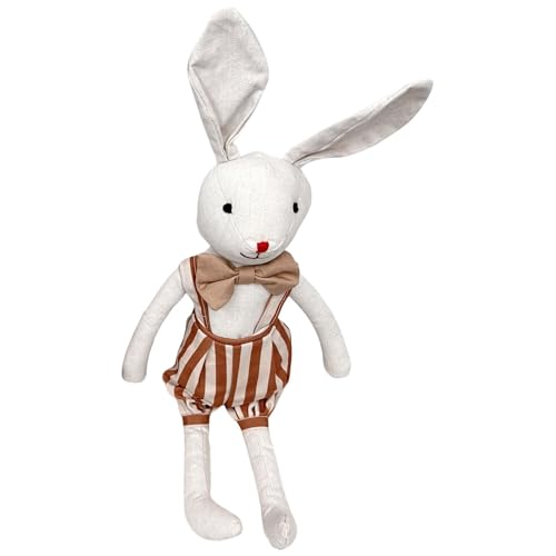 Whrcy Ausgestopftes Kaninchen, ausgestopftes Hasenplüsch,Niedlicher Hase Stoffkaninchen Plüsch - Tierplüschtiere, realistischer Stoffhase, beruhigendes Kleinkindspielzeug mit Fliege für Kinder von Whrcy