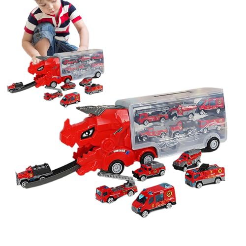 Whrcy Dinosaurierwagen -Truck, Dinosaurier -Trägerwagen,Dinosaurierform Ejektion Race Track Car Transporter Truck - Mega Transporterspielzeug, lustige Kinderfahrzeug -Playsets, interaktive Deform von Whrcy