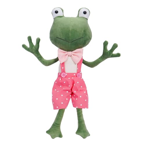 Whrcy Gefüllter Frosch, Gefülltes Frosch-Plüschtier, Niedliche Tierpuppensachen in Hosenträgern, Ultraweiche Tierplüschtiere, beruhigendes Spielzeug für Kleinkinder, realistische von Whrcy