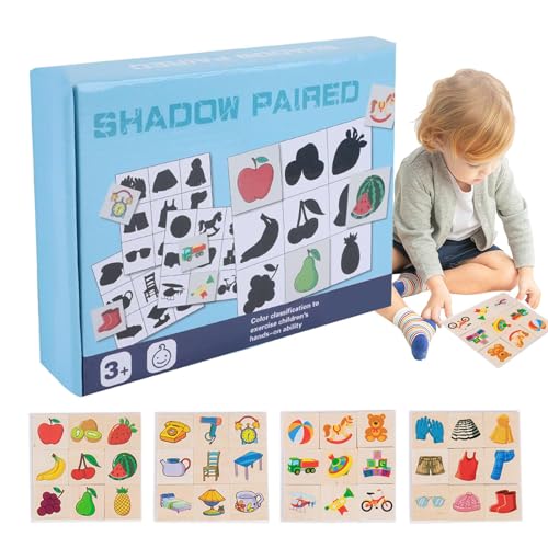 Whrcy Holzform -Rätsel, Formpassungsspiel für Kinder, Sensorische Fruchttierform Sortierrätsel, Shadow Matching Games für Vorschuljungen Mädchen und Kinder von Whrcy