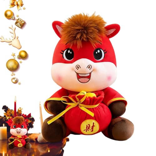 Whrcy Plüschpferd - Chinesische Neujahrstiere,Cartoon 2026 Reichtum Frieden Puppe Maskottchen für Wohnzimmer Kinderzimmer Nachttisch Party Whrcy Plüschpferd - Chinesische Neujahrstiere,Cartoon 2026 Reichtum Frieden Puppe Maskottchen für Wohnzimmer Kinderzimmer Nachttisch Party von Whrcy