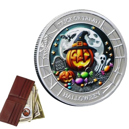 Whrcy Seltene Münze,Halloween-Gedenkmünze | Festliches Andenken Als Festtagsdekoration Geschenkidee Für Familie Party Deko Zuhause Ausstellung Whrcy Seltene Münze,Halloween-Gedenkmünze | Festliches Andenken Als Festtagsdekoration Geschenkidee Für Familie Party Deko Zuhause Ausstellung von Whrcy