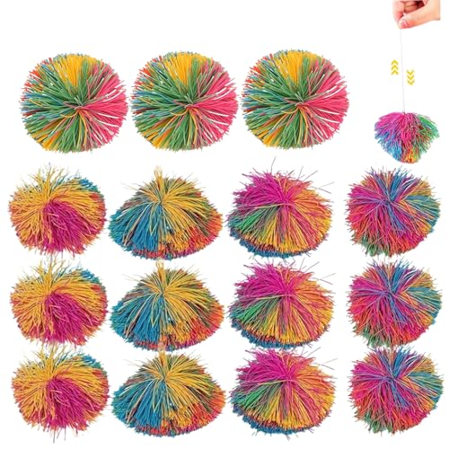 15 PCs String Bälle und sensorisches Spielzeug für Kinder, weiche Regenbogen -Stressbälle 3 Zoll Sensory Bälle kreatives lustiges Spielzeug für Kinder von Whyzsjnclg