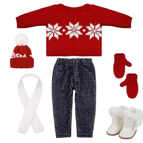 18 Zoll Puppenkleidung süße gestrickte amerikanische Puppenkleidung Weihnachten Winterpuppen -Outfit, einschließlich Schuhe, Pullover, Hose, Hut, Handschuhen und Schals für Weihnachtsdekor, Stil 1 von Whyzsjnclg