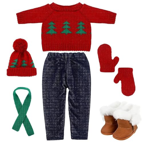 18 Zoll Puppenkleidung süße gestrickte amerikanische Puppenkleidung Weihnachten Winterpuppen -Outfit, einschließlich Schuhe, Pullover, Hose, Hut, Handschuhen und Schals für Weihnachtsdekor, Style 3 von Whyzsjnclg