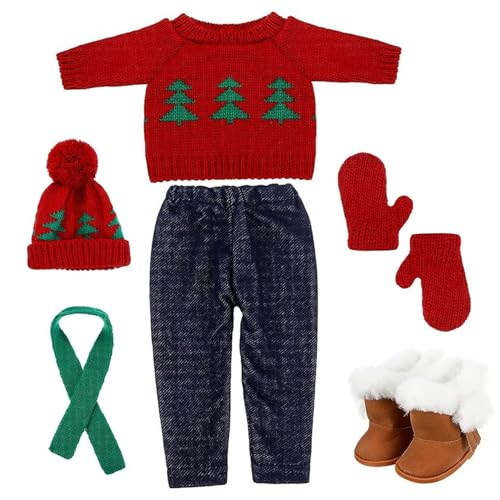 Amerikanische Puppenkleidung, Weihnachten 18 Zoll Puppenkleidung und Accessoires, Wintergestrickte Puppenkleidung Set Weihnachten Winterpuppen -Outfit umfassen Schuhe, Pullover, Hosen, Hut, Handschuh von Whyzsjnclg