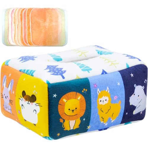 Baby Tissue Box Spielzeug für Babys 6-12 Monate Bildungsssensorische Spielzeuge für Babys mit 20 Prozent Seidenschals Weichgewebe-Box Spielzeug für Kleinkinder, Baby-Jungen-Mädchen Geschenke Montesso von Whyzsjnclg