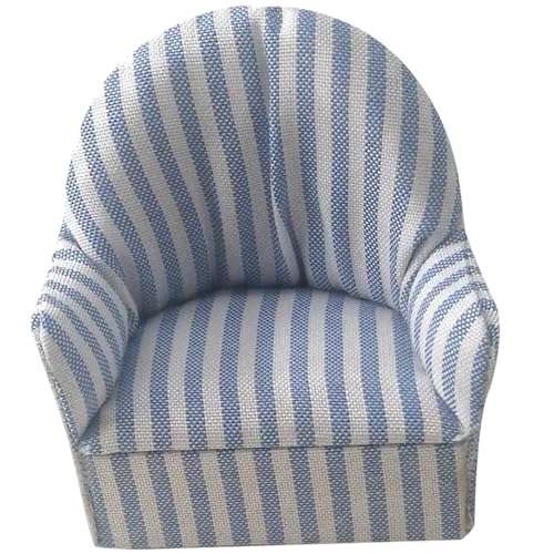 Dollhouse Sofa Blue Striped 1:12 Simulation Miniature Puppenhaus Couch DIY Single Doll Couch Dollhouse Möbel Puppenhaus Couch von Whyzsjnclg