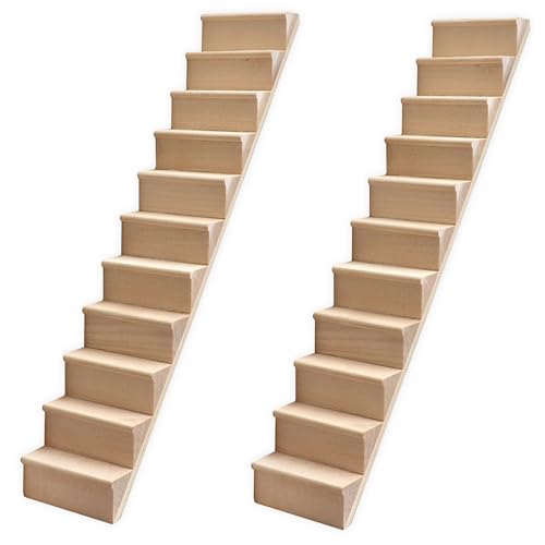 Whyzsjnclg Dollhouse Treppe 2pcs Armless Miniatursimulation Holzpuppenhaustreppe für Dachdach DIY 1:12 Skala dekoratives Puppenhauszubehör, Puppenhaustreppe von Whyzsjnclg