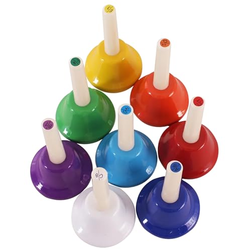 Handglocken für Kinder 8 Note Bunte Handglocke für Kinder Metal Kinder Handbellen Musikinstrument Spielzeug Kleinkinder Percussion Instrument für Familienaktivitätsschule und Kirchenhandglocken für K von Whyzsjnclg