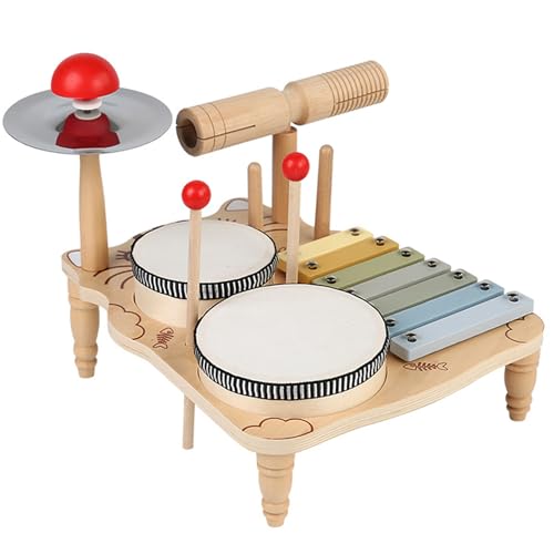 Kids Drum Set niedliche Katze Kleinkind Drum Set Bildungslehrer Musikinstrumente Baby Safe aufschlussreicher Schlaginstrumente für Kinder 3+ Baby Drum Set von Whyzsjnclg