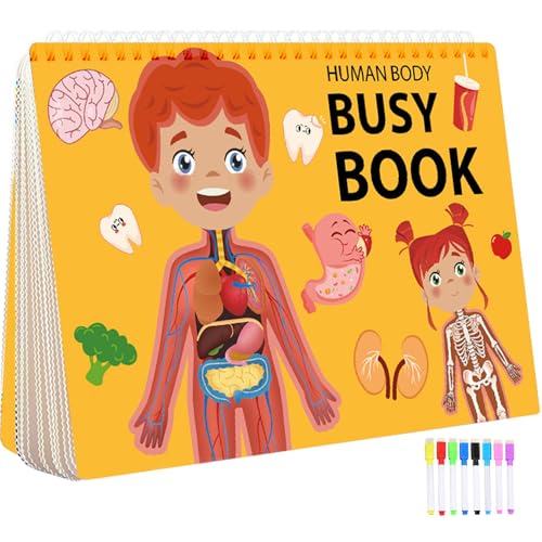 Kleinkind-Busy-Buch mit 15 Themen 11x8-Zoll lustige menschliche Anatomie geschäftige Buch Vorschule Lernbuchs für Kleinkinder 1-3 Geburtstagsgeschenke für Jungen und Mädchen, Kleinkind-Busy-Buch von Whyzsjnclg