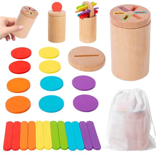 Montessori-Spielzeug für Kleinkinder, hölzerne Farbsortierspielzeug Vorschule Lernen Matching Games 2-in-1 Form ＆ Farbsortierung Sensorisches Spielzeug pädagogischer Montessori-Spielzeug für Kleinkin von Whyzsjnclg