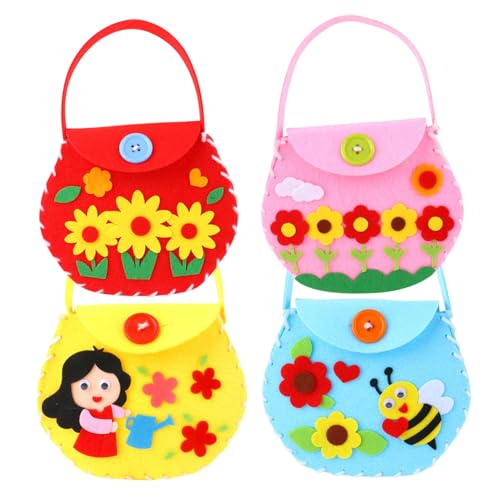 Nähkit, Kindernäht Kit, 4pcs Niedliche Handtasche Filz Filzkit 4 verschiedene lustige Kinder nähen DIY -Handwerksbalken hilft, feinmotorische Fähigkeiten zu nähen, für Kinderanfänger, Kinder Nähen von Whyzsjnclg