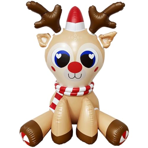 Weihnachten Schlauchboote 4,7x3 ft Rentier Weihnachtsdekoration PVC Cartoon Blow Up Hirsch Weihnachtsdekorationen für Urlaub Party Innenrasen im Freien im Freien Rasen Dekor Weihnachten aufblasbar von Whyzsjnclg