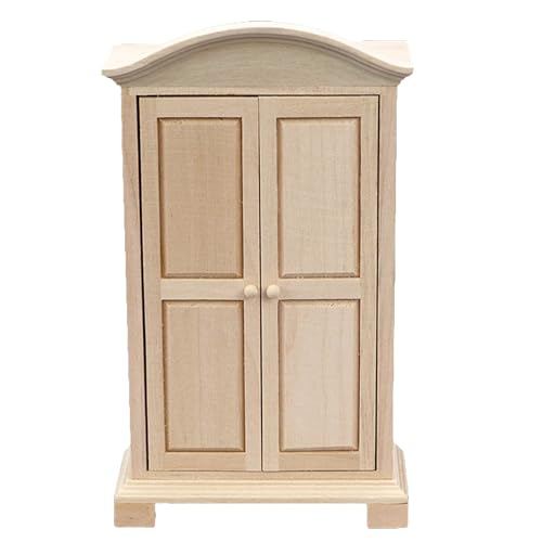 Whyzsjnclg 1 12 Skala Dollhouse Möbel, unbemaltte Puppengarderobe 6x3,6x1.5 Holzpuppengarderobe Schrank Schlafzimmer Puppenhausmöbel für Zimmerszene Wohnheimdekor, Puppenhausmöbel von Whyzsjnclg