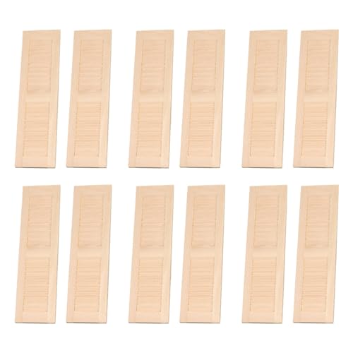 Whyzsjnclg 12pcs Dollhouse -Fensterläden Klassiker hölzerne Mini 1 12 Skala Dollhouse Möbel 4.5x1.3x0,2 Zoll Dollhouse Windows Lustige DIY Dolls House Möbel für Kindergeschenk, Puppenhausfenster von Whyzsjnclg