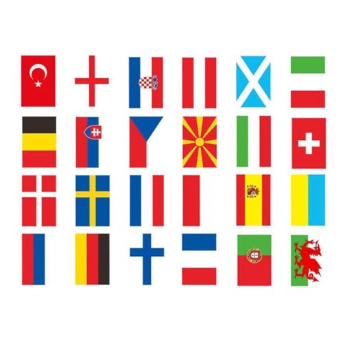 Whyzsjnclg 24 Country Flags Banner 2021 Europäische Fußballmeisterschaft Bunting Hanging Decor Großes internationales Banner -Banner von Whyzsjnclg