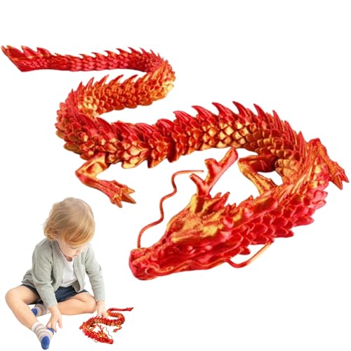 Whyzsjnclg 3D -Gedruckter Drache 12 Zoll Flexibler artikulierter Drache, Poable Crystal Dragon Stress Relief Dragon Spielzeug für Autodekoration rot, 3D -Gedruckter Drache von Whyzsjnclg