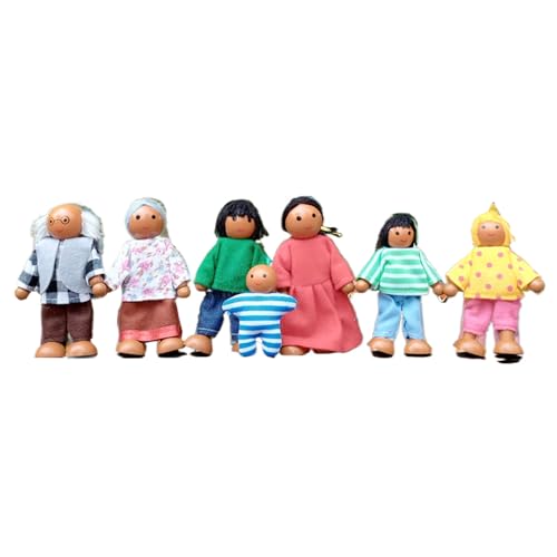 Whyzsjnclg 7pcs Dollhouse People Simulation Holzpuppenhaus People Peopable Halture Doll House People Zahlen zart und süß für Mädchen Kleinkind Kinder Spielen Geschenke, Dollhouse Leute von Whyzsjnclg