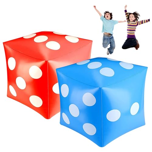 Whyzsjnclg Aufblasbare Würfel 2pcs 11,8x11,8 Zoll Big Dice PVC Große Blow -up -Würfel für Innenpool -Pool -Party -Spiele Blau und rot aufblasbarer Würfel von Whyzsjnclg