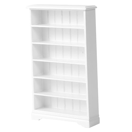 Whyzsjnclg Dollhouse -Bücherregal, 4 x 1 x 6 Zoll 1:12 Skala White Bookshelf, 6 -Tier -Holzlagerständer, Display für Doll House Decor von Whyzsjnclg