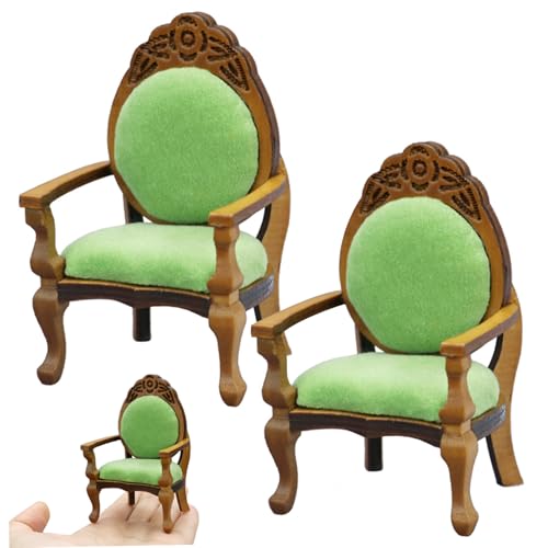 Whyzsjnclg Dollhouse Möbel, 2pcs Dollhouse Chair 1:12 Skala Sessel Vintage Realistischer Puppenstuhl für die Einstellung von Whyzsjnclg