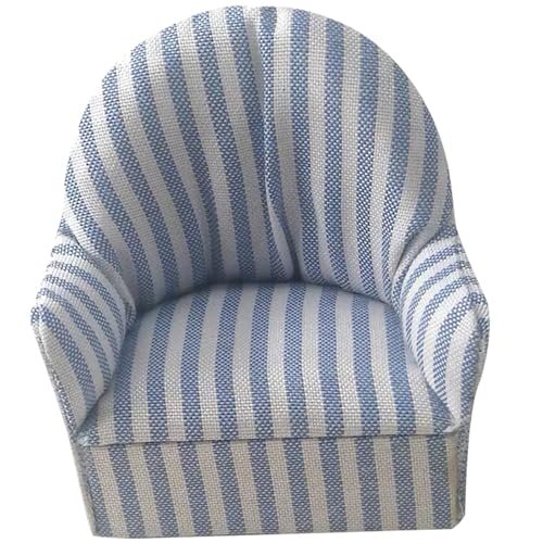 Whyzsjnclg Dollhouse Sofa Blau gestreift 1:12 Simulation Miniaturpuppenhaus Couch DIY Single Doll Couch Dollhouse Möbelpuppe Couch von Whyzsjnclg