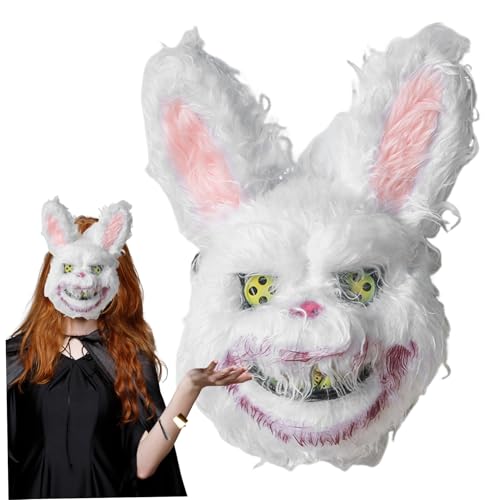 Whyzsjnclg Halloween Mask Scary Bloody Plush Hollow Elastic Stirnband Hasenmaske für Erwachsene Kinder Horrormaske für Cosplay Kostüm Party Karneval Streich Scary Maske von Whyzsjnclg