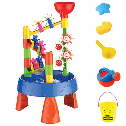 Whyzsjnclg Kids Water Tabelle 32pcs/Set Sommer gerundeter lebendiger Sand und Wassertisch mit Wasserrad und Sand Trichter Sensory Strand Sandkasten Spielzeuggeschenk für Jungen Mädchen Wassertisch von Whyzsjnclg