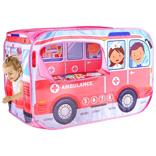 Whyzsjnclg Kinder Spielen Zelt Pops-up-Fahrzeug-Form-Ventilative Kinder Spielen Zelt mit Türflip & Top Öffnen für Mädchen Jungengeschenk (Krankenwagen) von Whyzsjnclg