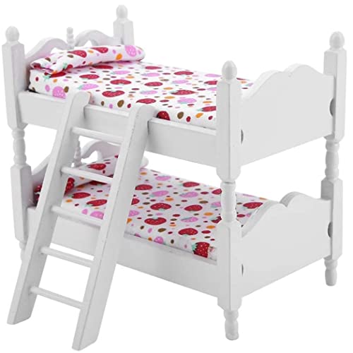 Whyzsjnclg Loftbett, 1: 12 -Skala Holzpuppenhausmöbel Miniatur Mini -Etagenbett für Puppenhaus, Miniaturzubehör für Kinder Schlafzimmer Set Spielspielzeugmöbel von Whyzsjnclg