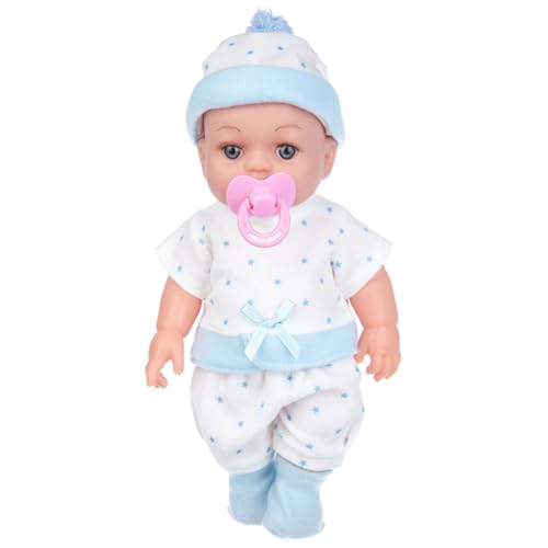 Whyzsjnclg Mini-Babypuppen, 12 niedliche Mini-Puppen mit einem Schnuller, offene Augen realistische Neugeborenen-Babypuppen, weicher Gummi für Kinder, Blau von Whyzsjnclg