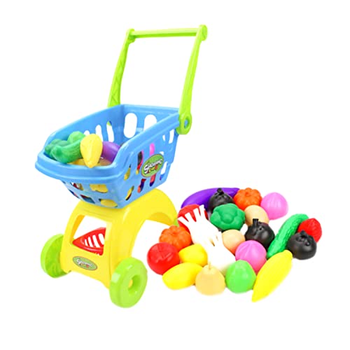 Whyzsjnclg Mini Trolley Spielzeugset 24PCS Plastik Supermarkt Einkaufswagen Spielzeug mit Obstgemüse, so tun von Whyzsjnclg