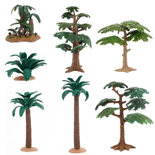 Whyzsjnclg Modellbäume 7pcs/Set Simulation Miniaturbäume DIY Craft Mini Palme realistische Kunststoffpalmen für Mikrolandschaftsmodell Railway Szenerie Garten Dekor Mini Palme von Whyzsjnclg